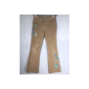 Limited Two Girl's Beige Cords Slim Flowers SZ8